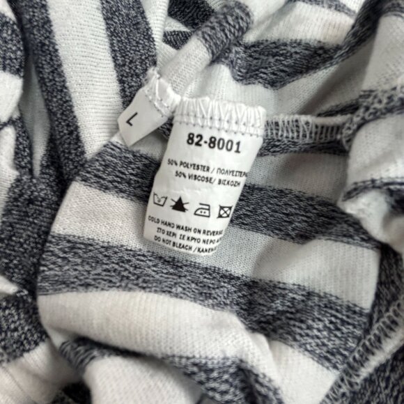 Ozan Kű Womens Gray White Striped Knit Poncho Oversized Top Large Lightweight - Picture 4 of 10